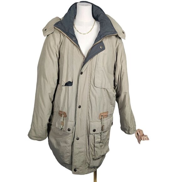 London Fog 3-in-1 Puffer Coat Waterproof Removable Hood Winter Beige XL/XXL - Picture 1 of 16